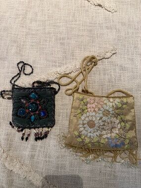 2 Embellished Floral Beaded Bags